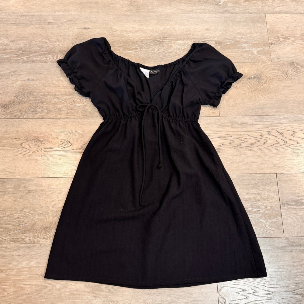 La Blanca Black Short-Sleeve Tie-Front Mini Dress